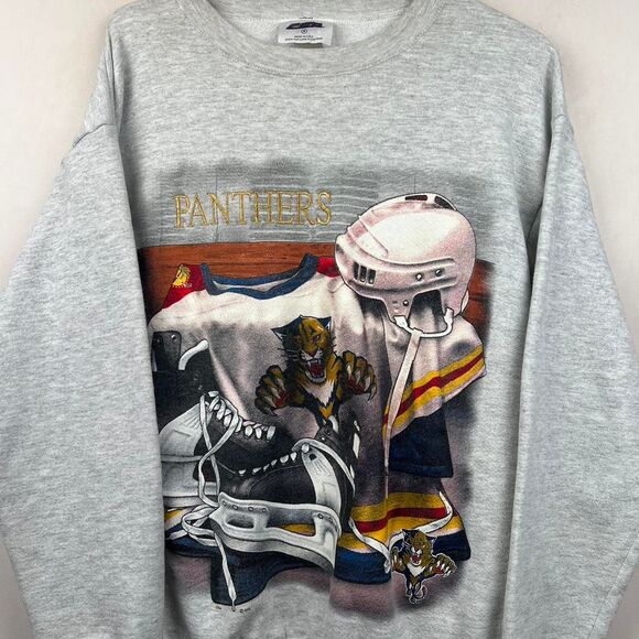 Grey Vintage 90s Detroit Panthers crewneck Size M - Picture 2 of 7